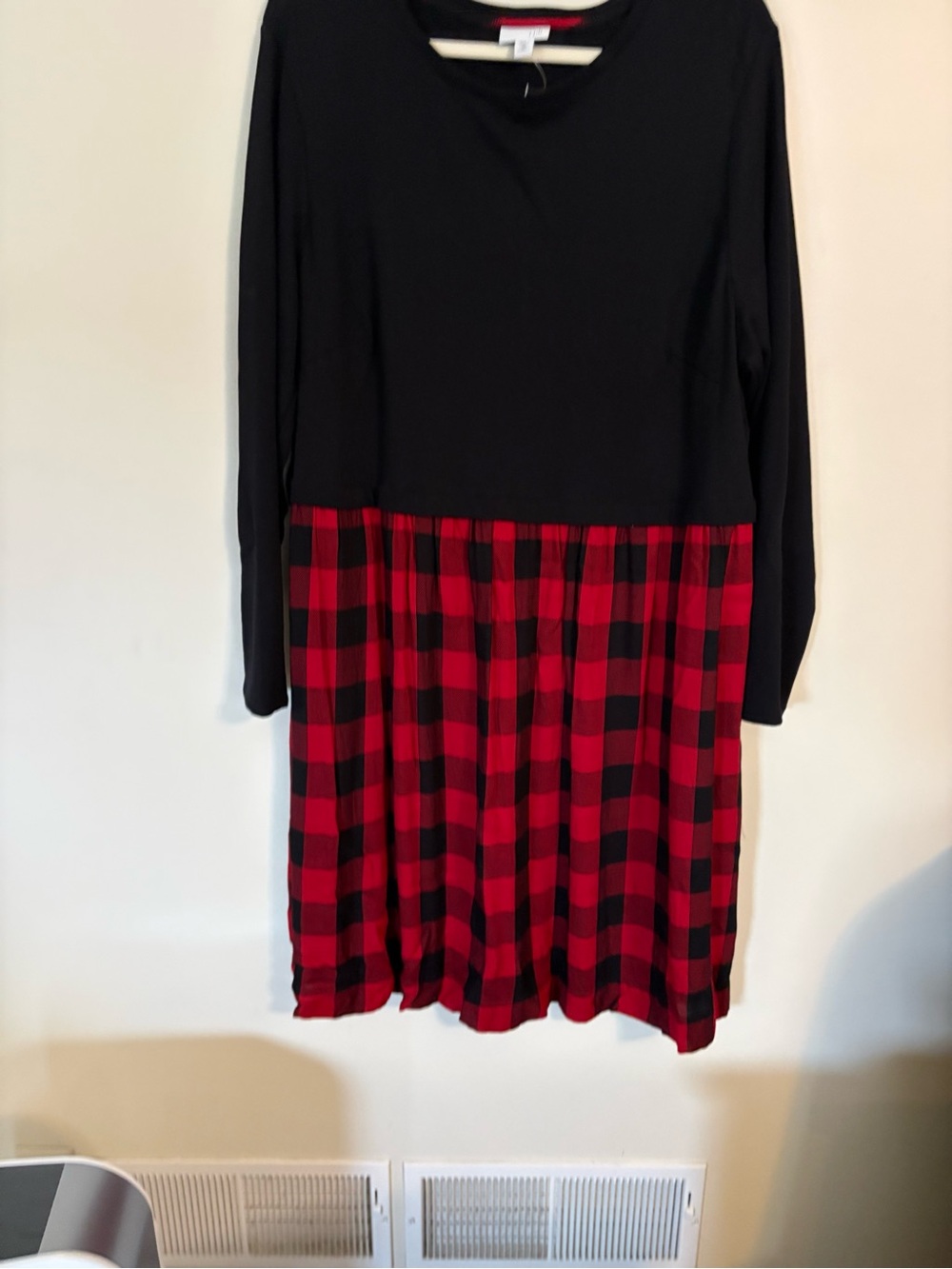 J. Jill Buffalo Plaid Mixed Media Swing Dress |  Plaid Long Sleeve Tunic Dress